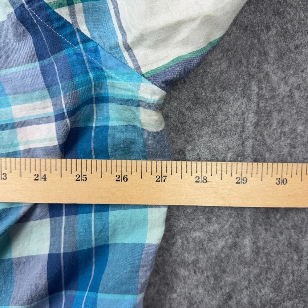 Brooks Brothers Shirt Mens XXL Blue Red Plaid Patchwork Short Sleeve Button Down - Picture 8 of 11